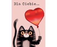 Greeting Card B6 Valentine's Day Card Cat With Balloon, 1 pc.